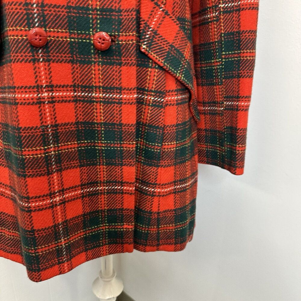Pendleton Red Wool Tartan Plaid Pea Coat Jacket Fit and Flare Flattering Cut - Picture 5 of 16